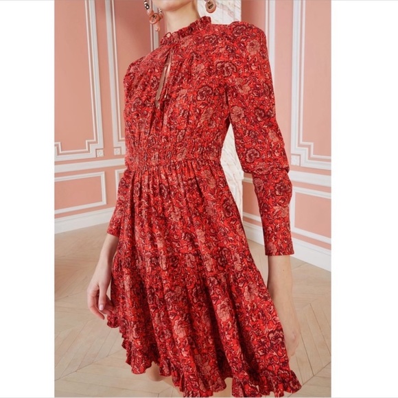 Ulla Johnson Mini Long-Sleeve Ruffle Liv Dress Sz 12 - Picture 7 of 7